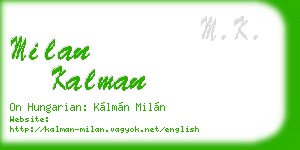 milan kalman business card